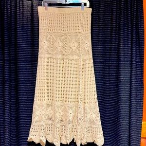 Boston Proper Crochet Maxi Skirt Cream Ecru New without tags Medium